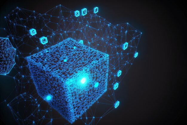 Foto enlace desarticulado roto tecnología blockchain en el ámbito digital noción de código digital