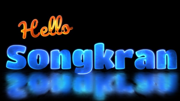 Enlucido en bucle Festival de Songkran palabra efecto de marco de neón fondo negro