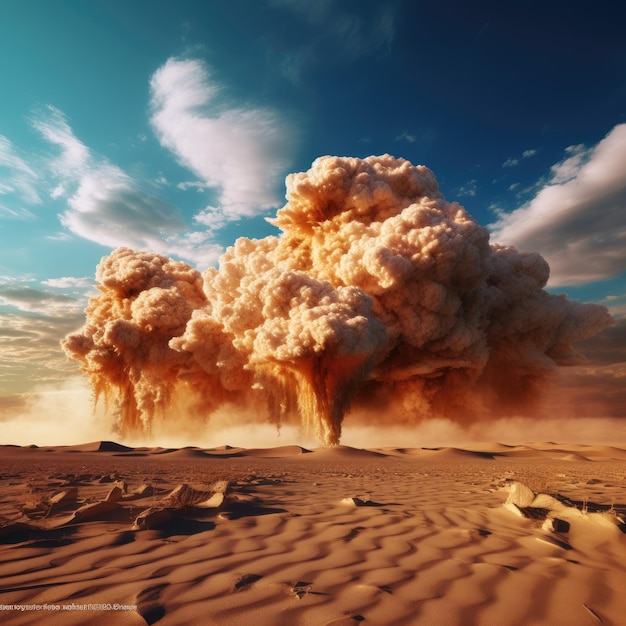 Enorme explosão em um deserto Generative AI