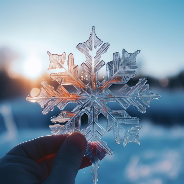 enorme floco de neve na palma da mão