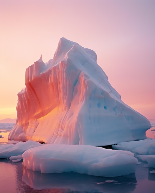 Foto un enorme iceberg flotando en el mar