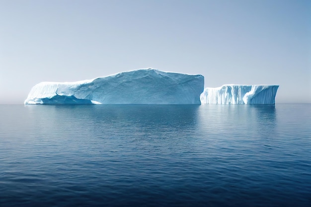 Enorme iceberg de nieve en el agua en el paisaje marino