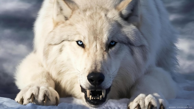 Un enorme lobo macho ártico muy de cerca.