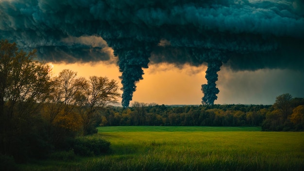 Enorme paisaje de tornados