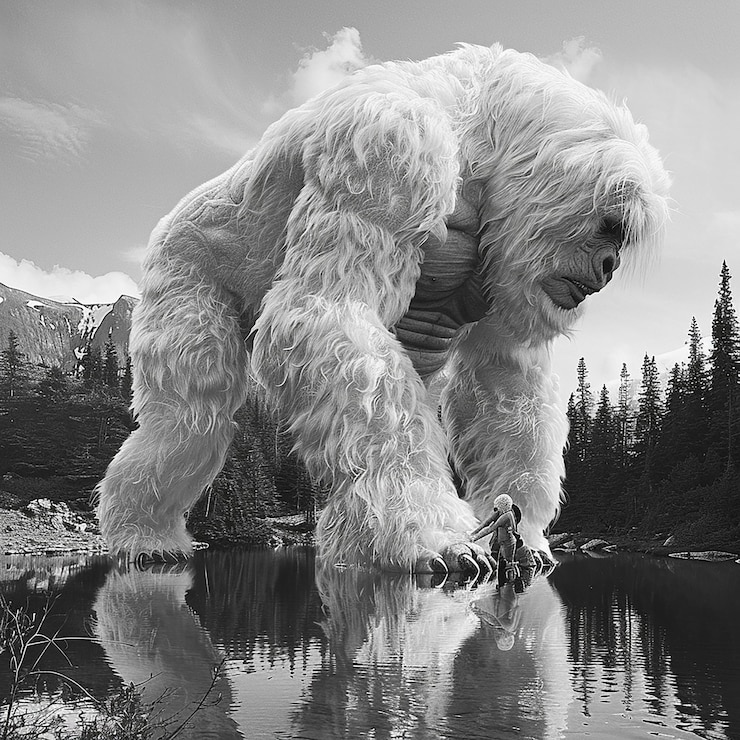 Foto el enorme yeti musculoso godzillacore fotografía realista de la naturaleza