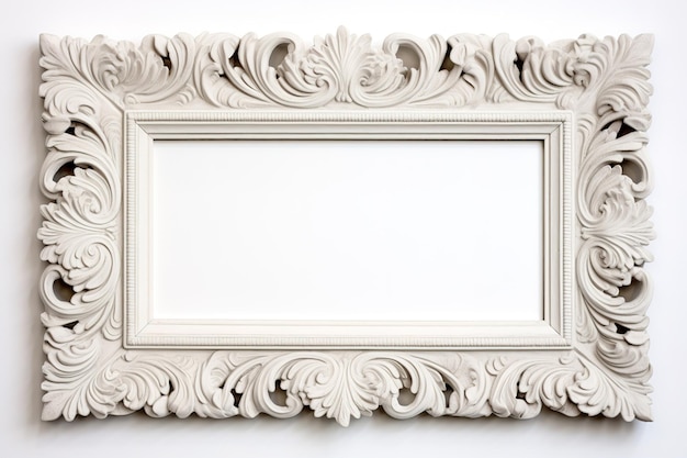 Enquadramento branco elegante sobre um fundo branco espaço vazio para texto ou imagens enquadramento feito de madeira e gesso