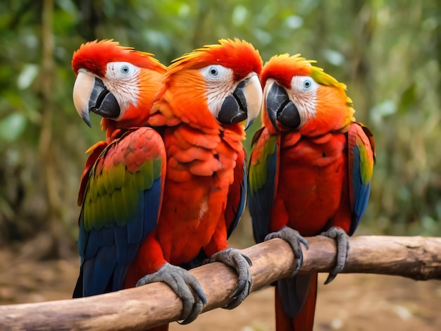 Enquanto éramos voluntários na floresta amazônica, cuidámos destas belas araras escarlates.