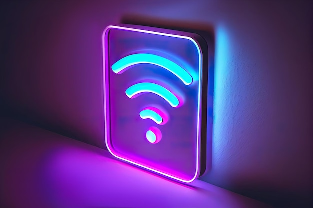 Enrutador con icono wifi de neón