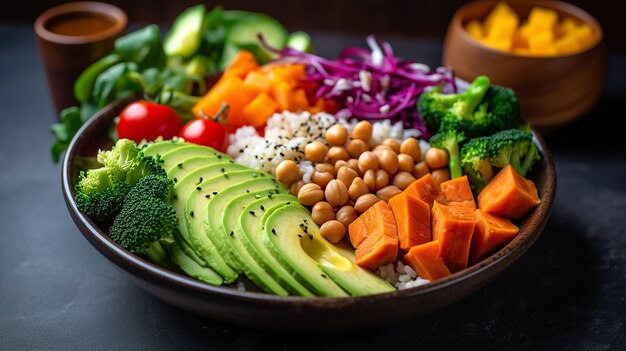 Ensalada abundante y saludable de atún y fotos de menú de comidas saludables