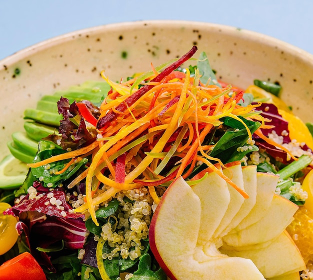 ensalada de aguacate y quinoa vista de arriba