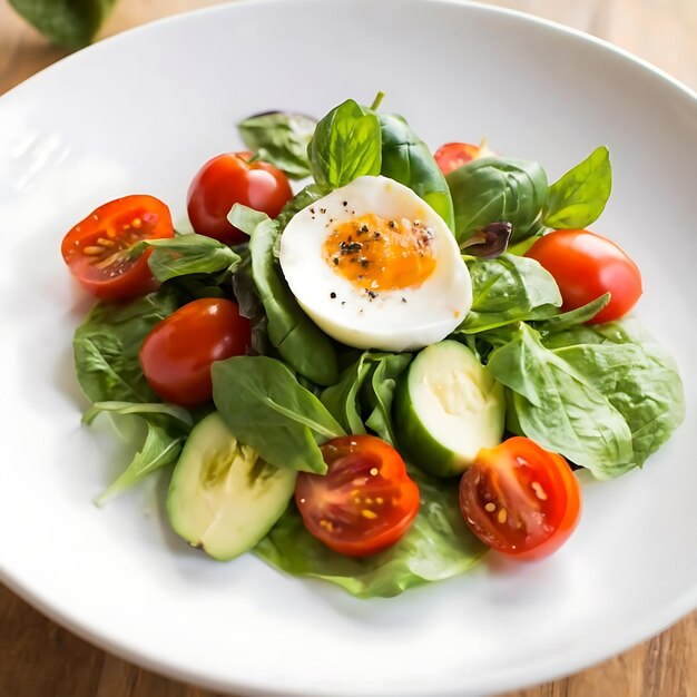 Foto ensalada de albaricoque comida mediterránea se sirve en un plato blanco