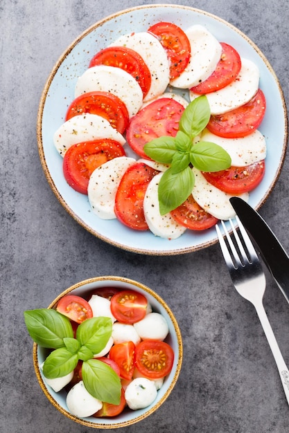 Ensalada caprese clásica Tomates Mozzarella y Basilikum