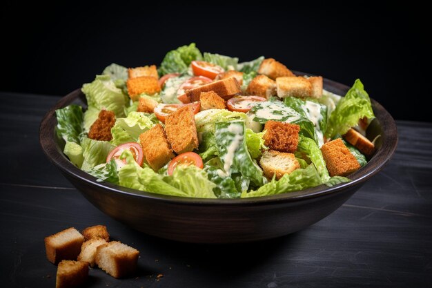 Foto la ensalada césar como un plato en un restaurante de lujo