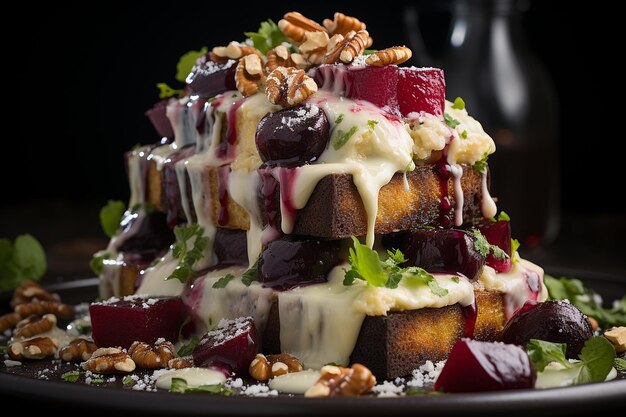 Ensalada César con un lado de remolachas asadas