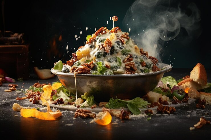 Foto ensalada césar con nueces asadas