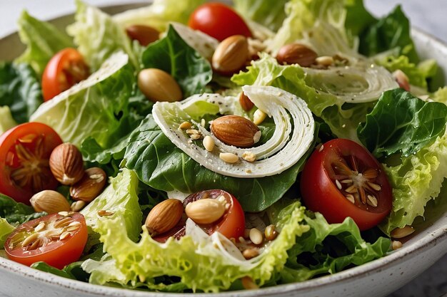 Foto ensalada césar con un poco de piñones