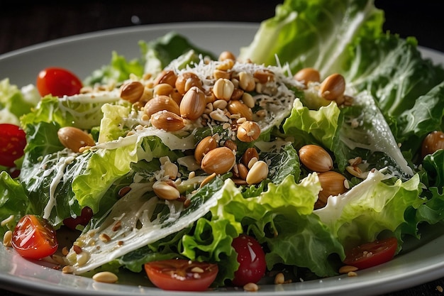 Foto ensalada césar con un poco de piñones