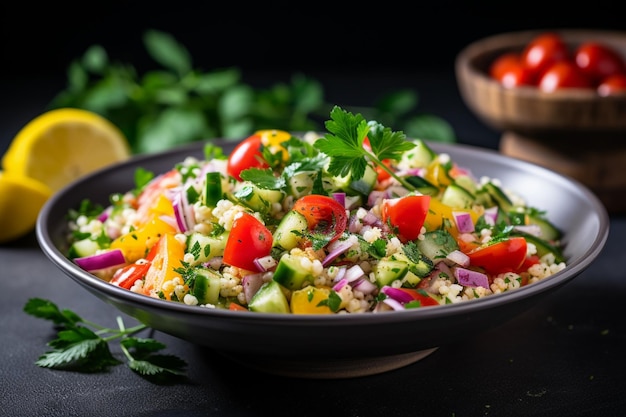 Ensalada de cuscús vibrante creada con IA generativa