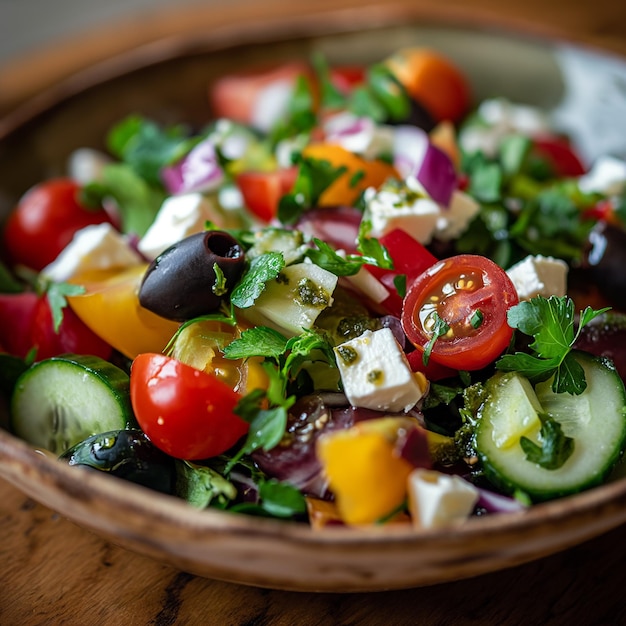 Foto una ensalada deliciosa.