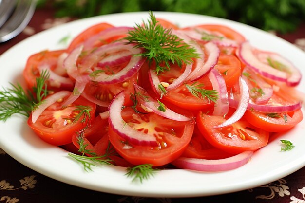 Foto ensalada dietética con tomates