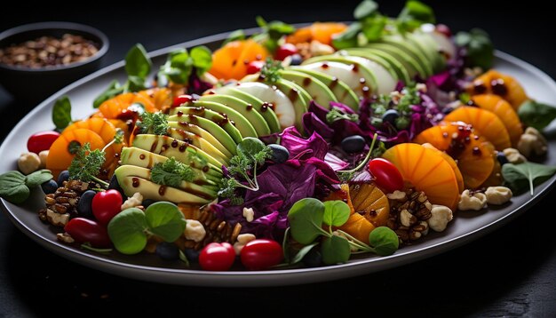 Foto ensalada fresca y saludable con una variedad de vegetales coloridos generados por inteligencia artificial