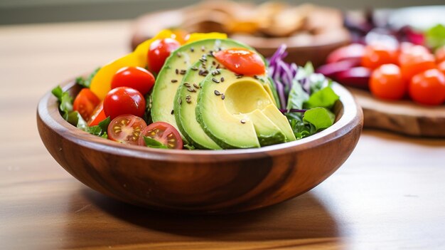 Ensalada fresca con tomate cereza de aguacate