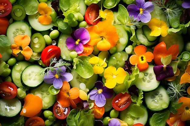 Ensalada fresca de vitaminas de primavera cosechada