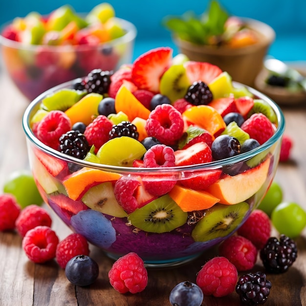Ensalada de frutas colorida y refrescante vibrante