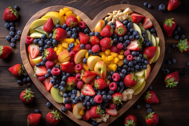 ensalada de frutas en forma de corazon