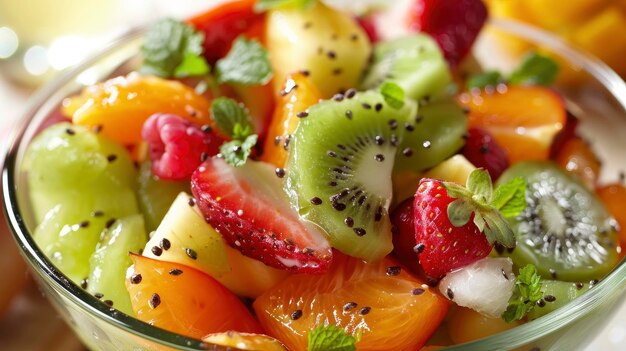Una ensalada de frutas fresca y colorida