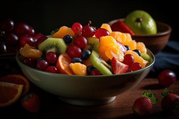 Ensalada de frutas frescas en el tazón