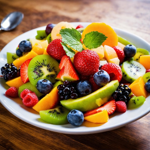 Ensalada de frutas en un plato