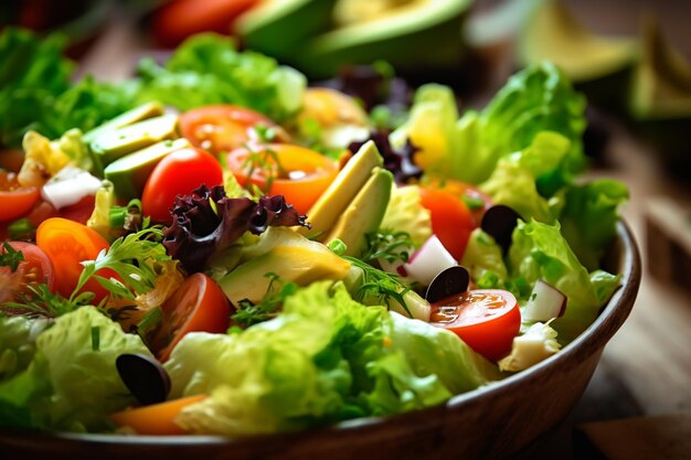 Foto una ensalada con frutas y verduras