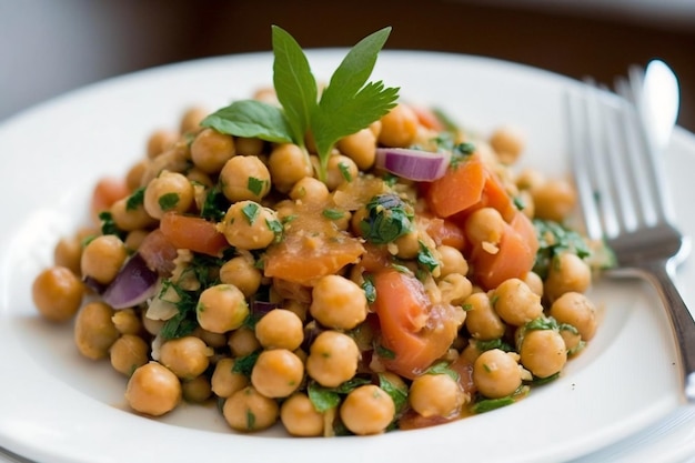 Ensalada de Garbanzos para una Comida Saludable AI Generativa