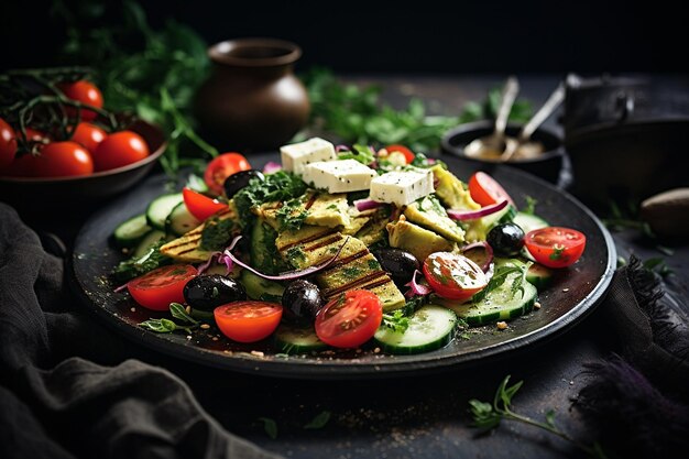 Ensalada griega con aceitunas de Kalamata