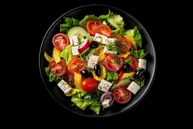 ensalada griega que se sirve en la mesa de la cocina publicidad profesional fotografía de alimentos