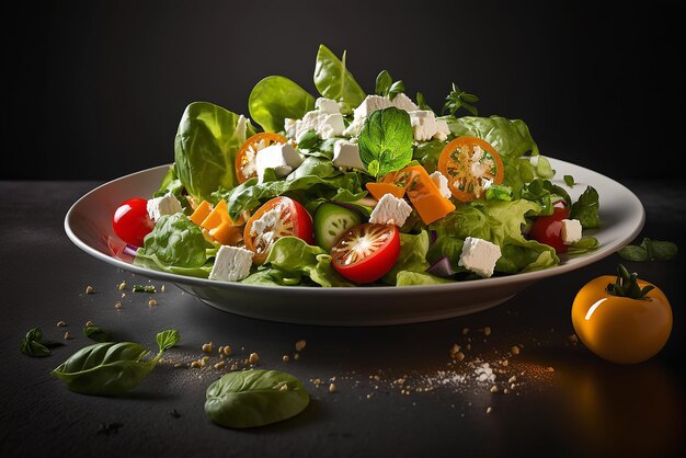 ensalada de hojas verdes en un tazón