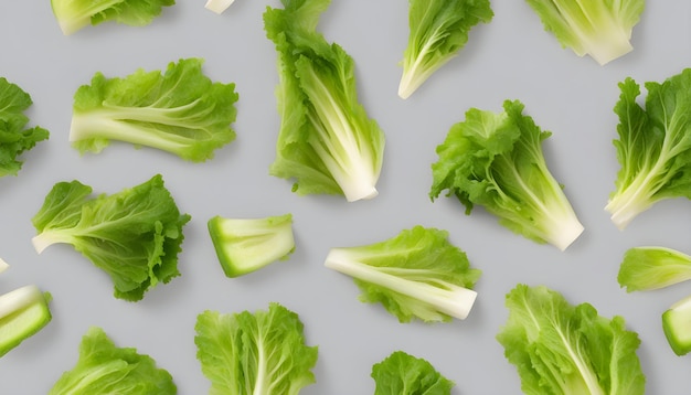 Foto ensalada de lechuga aislada sobre un fondo gris