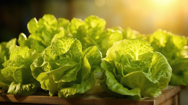 Foto ensalada de lechuga verde orgánica fresca que crece en el jardín hortícola hidropónico concepto de alimentos saludables