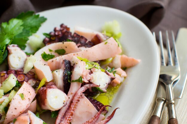 Ensalada de mariscos de cerca