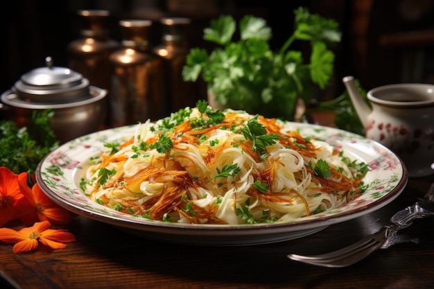 Ensalada de naranja vibrante, aceitunas y cebolla generativa IA