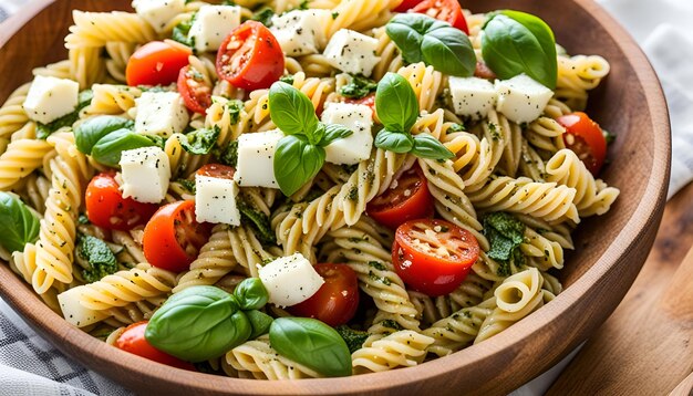 ensalada de pasta de pesto de caprese