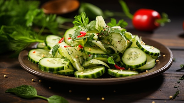 ensalada de pepino fresco una comida gourmet saludable con productos orgánicos