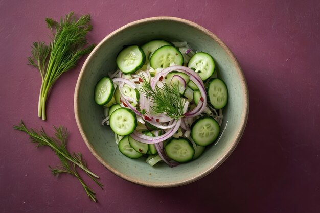 Foto ensalada de pepino fresco con eneldo