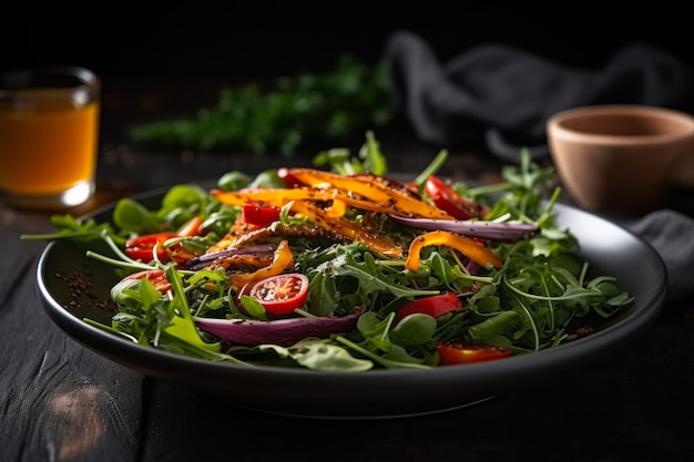 Ensalada de pimientos asados y frescura generativa de verduras ai