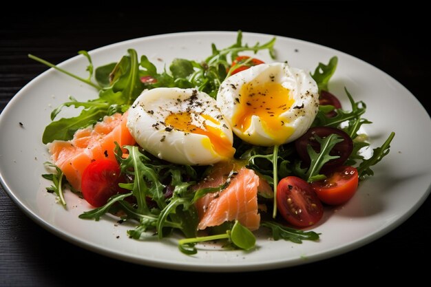 Ensalada en el plato blanco