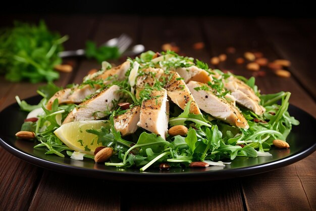 Ensalada de pollo en una cama de quinoa