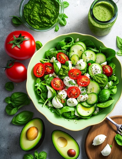 Ensalada Primavera con Aguacate Tomates Cherry Cucumbo