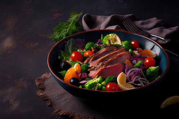 Ensalada con Roast Beef y verduras