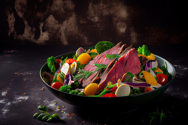 Ensalada con Roast Beef y verduras